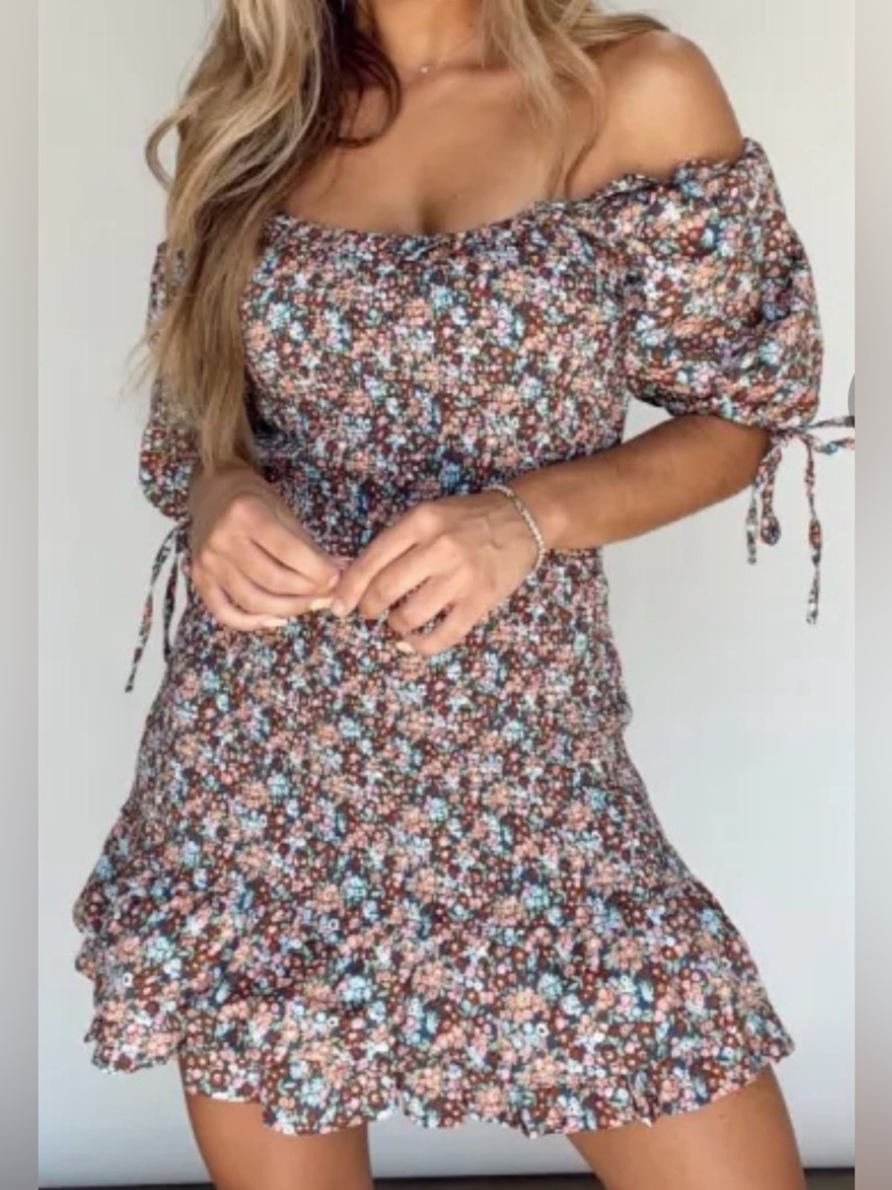 Mable Alaina Smocked Floral Mini Dress